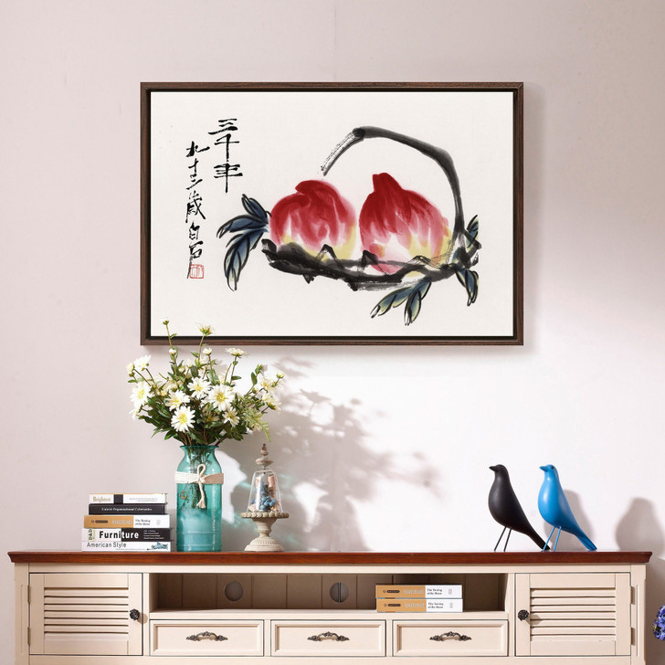 Qi Baishi,Peaches in the fruit basket,Chinese painting,large wall art,framed wall art,canvas wall art,large canvas,M1980