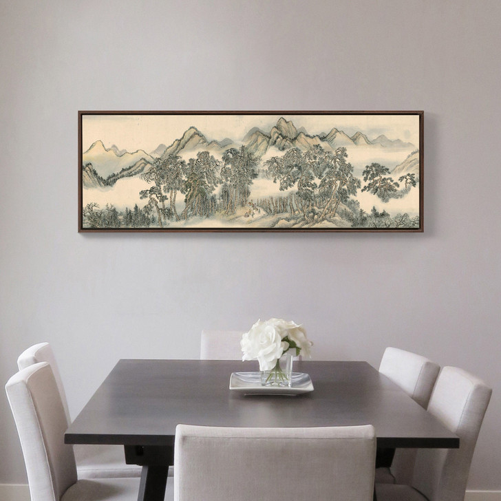 Wang Hui,A Trekker through the pine forest,Chinese Landscape Prints,Narrow Horizontal ,large wall art,framed wall art,canvas wall art,M269