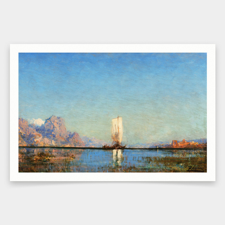 Félix François Georges Ziem,Barco ao lago,art prints,Vintage art,canvas wall art,famous art prints,q1707