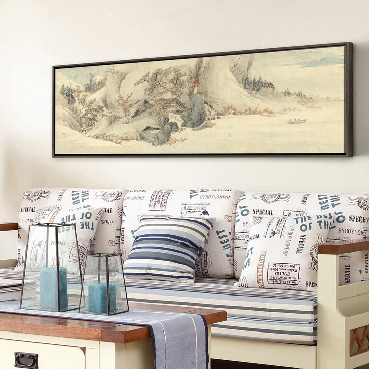 Tang Bohu,Boating in the river,Chinese Landscape,Above Bed Decor,Narrow Horizontal Wall Art,large wall art,framed wall art,canvas wall,M261