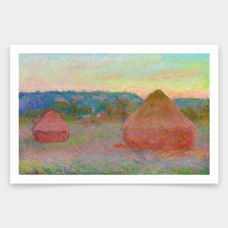 Claude Monet,Stacks of Wheat (End of Day, Autumn), 189091,art prints,Vintage art,canvas wall art,famous art prints,q1623