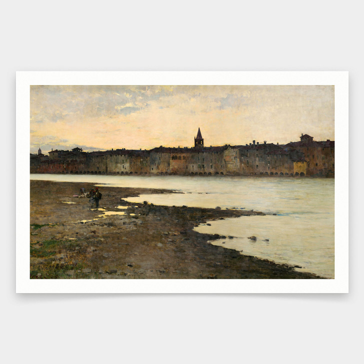 Bartolomeo Bezzi,Sulle rive dell'Adige,art prints,Vintage art,canvas wall art,famous art prints,q1581