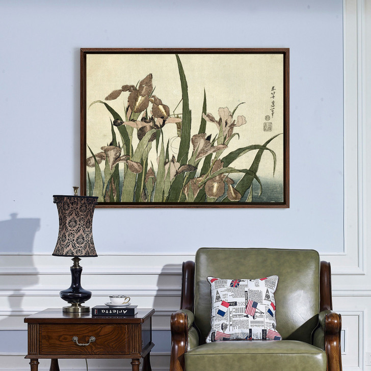 Katsushika Hokusai,Irises And Grasshopper,Japanese Wall Art ,Large Wall Art,Framed Wall Art,Canvas Wall Art,Large Canvas,M4521