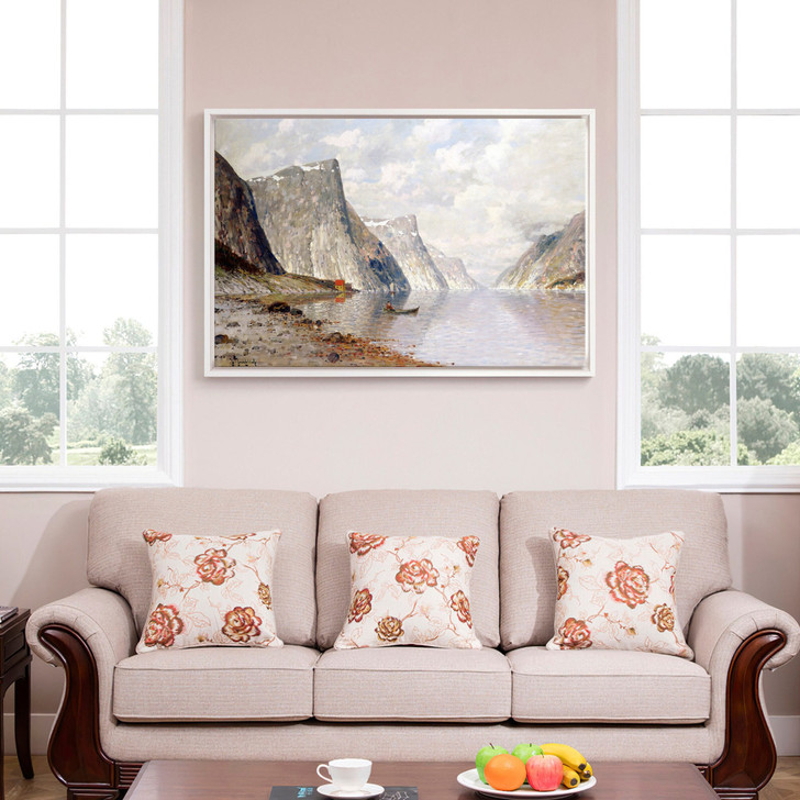 Johann II Jungblut,Boating on a Norwegian Fjord,large wall art,framed wall art,canvas wall art,large canvas,M1693