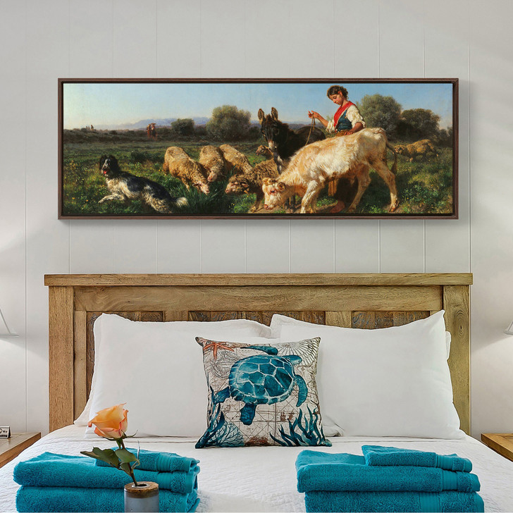 shepherdess,Pastoral scene,Noon Group of goats and children,canvas print,canvas art, canvas wall art,extra large canvas art,large  p111