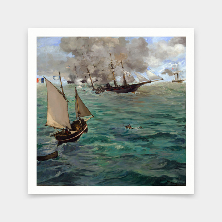 Edouard Manet,The Battle of the Kearsarge and the Alabama,art prints,Vintage art,canvas wall art,famous art prints,v7028