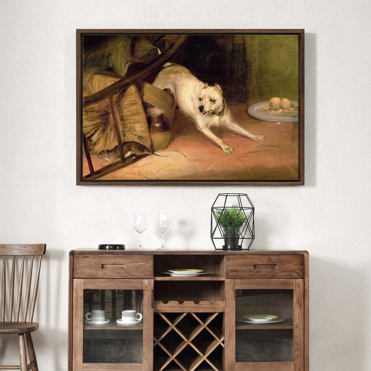 Briton Riviere,Dog Chasing A Rat Oil On Canvas Photograph,large wall art,framed wall art,canvas wall art,M1066