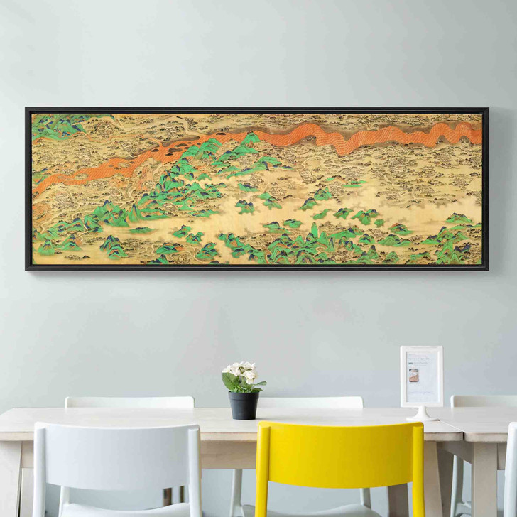 Chinese Art Prints,Yellow River Map i,Above Bed Decor,Narrow Horizontal Wall Art,large wall art,framed wall art,canvas wall art,M190