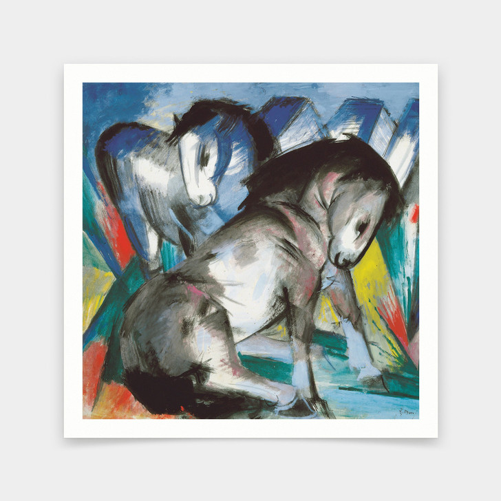 Franz Marc, Two Horses,art prints,Vintage art,canvas wall art,famous art prints,V7061