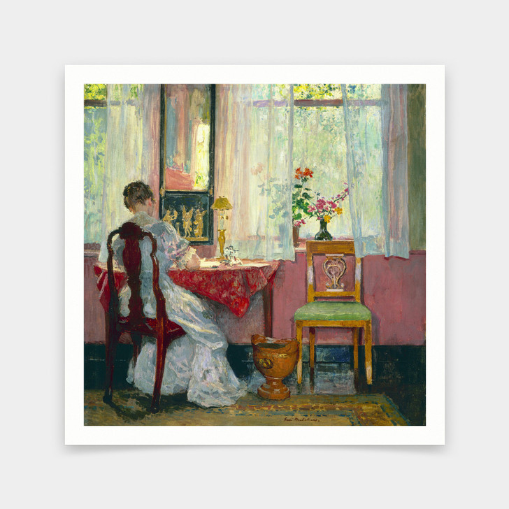 Gari Melchers,Writing,woman writing by the window,art prints,Vintage art,canvas wall art,famous art prints,V7075