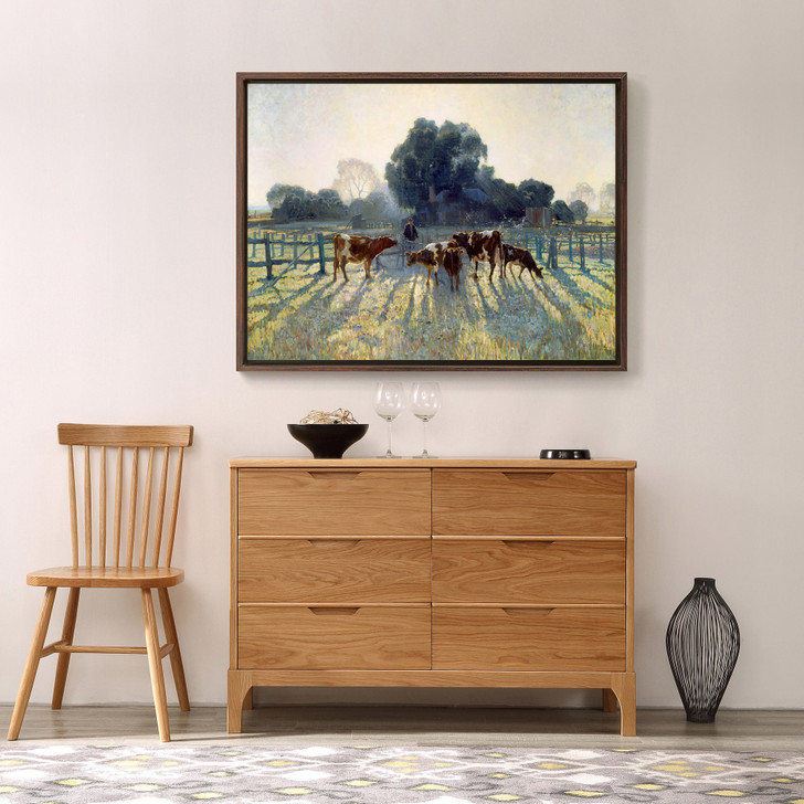 Elioth Gruner,Spring Frost,Cow Pasture,Herd On Meadow,Canvas Print,Canvas Art,Canvas Wall Art,Large Wall Art,Framed Wall Art,P978