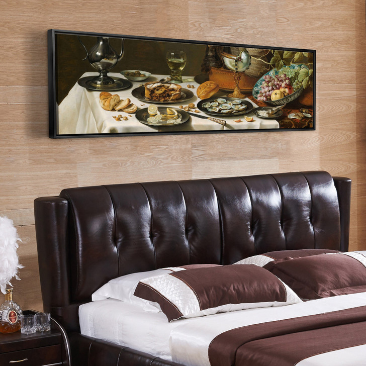 Pieter Claesz,Still Life with Turkey Pie,Above Bed Decor,Narrow Horizontal Wall Art,large wall art,framed wall art,canvas wall art, M154