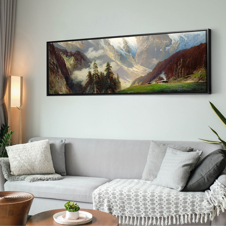 Nicolai Astudin,Mountain Landscape with the Grossglockner,Above Bed Decor,Narrow Horizontal Wall Art,large wall art,framed wall art,M140