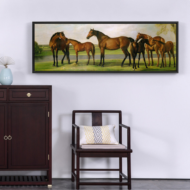 George Stubbs,Mares and Foals Disturbed by an Approaching Storm,Narrow Horizontal Wall Art ,large wall art,,M70