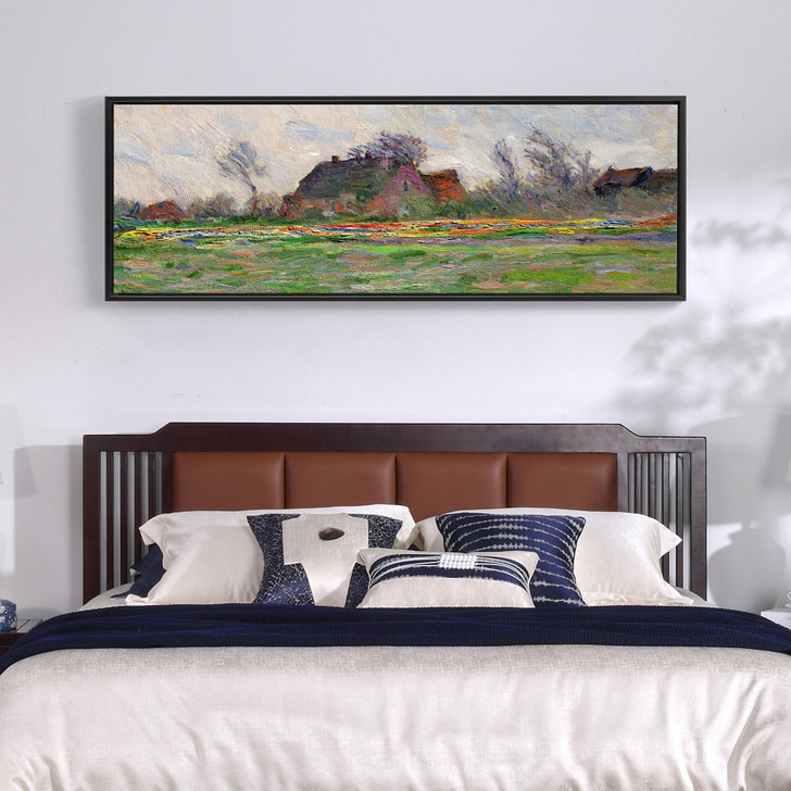Claude Monet,Tulip Field near Leiden,Narrow Horizontal Wall Art ,large wall art,framed wall art,canvas wall art,M40