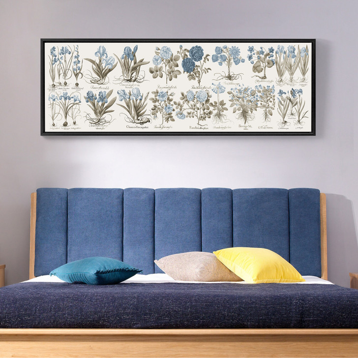 Botanical Wall Art,Blue Grey Florals II,Narrow Horizontal Wall Art ,large wall art,framed wall art,canvas wall art,M20