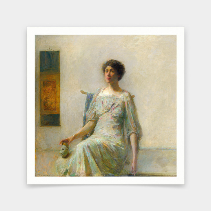 Thomas Wilmer Dewing,Lady with a Mask,art prints,Vintage art,canvas wall art,famous art prints,V7270