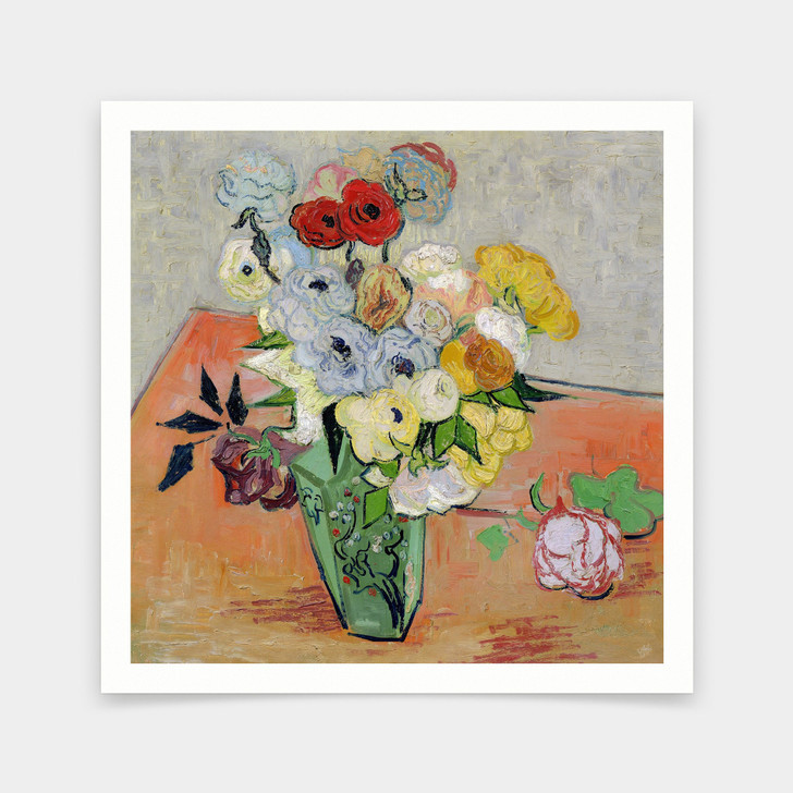 Vincent van Gogh,Japanese Vase with Roses and Anemones,art prints,Vintage art,canvas wall art,famous art prints,V7283