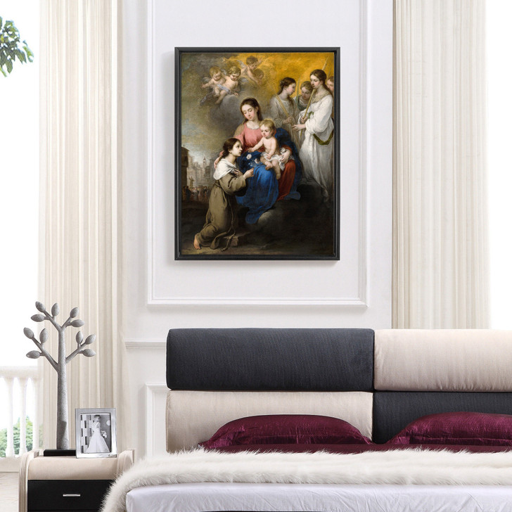 Bartolome Esteban Murillo,The Virgin And Child With Saint Rose Of Viterbo,Large Wall Art,Framed Wall Art,Canvas Wall Art,Large Canvas,M5394