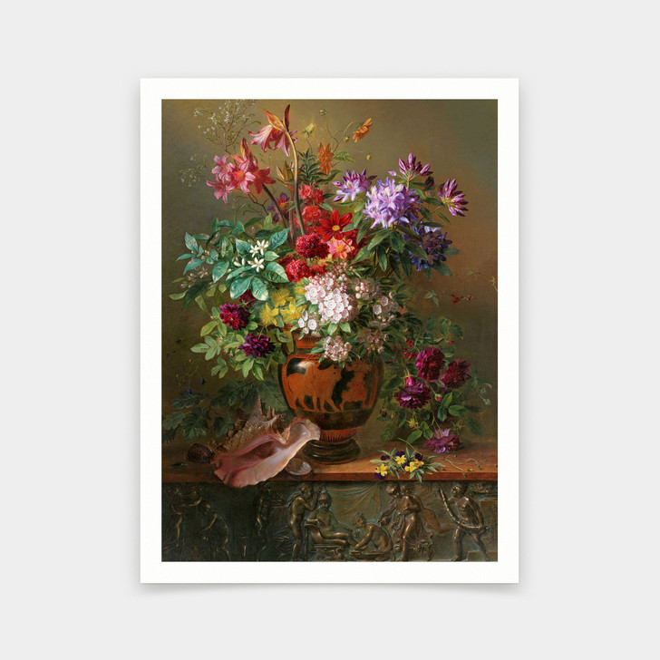 Georgius Jacobus Johannes van Os,Still Life with Flowers in a Greek Vase Allegory of Spring, 1817,art prints,Vintage art,V5836