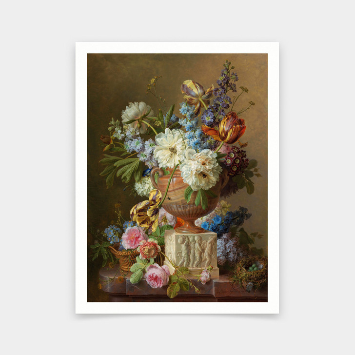 Gerard van Spaendonck,Flower Still-life with an Alabaster Vase, 1783,art prints,Vintage art,canvas wall art,famous art prints,V5837