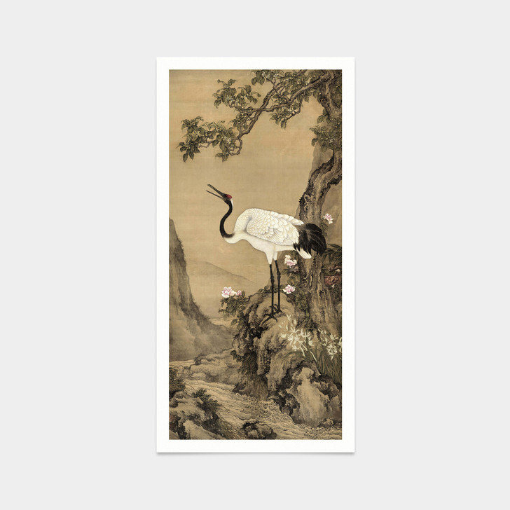 Shen Quan,Osmanthus trees and cranes,Asian Decor Canvas Artwork,japanese print,art prints,Vintage art,canvas wall art,famous art print,V7541