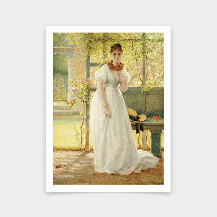 George Dunlop Leslie,In the Walled Garden, 1869,art prints,Vintage art,canvas wall art,famous art prints,V5784