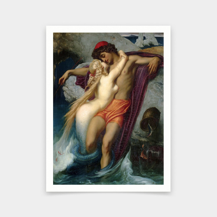 Frederic Leighton,The Fisherman and the Syren, 1858,art prints,Vintage art,canvas wall art,famous art prints,V5744