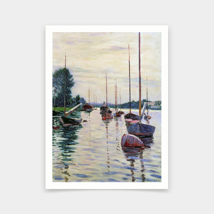 Gustave Caillebotte,Boats Anchored on the Seine,art prints,Vintage art,canvas wall art,famous art prints,V5899