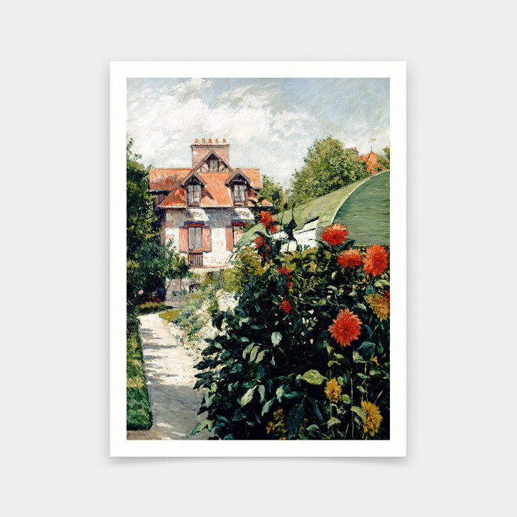 Gustave Caillebotte,The Dahlias garden at Petit Gennevilliers,art prints,Vintage art,canvas wall art,famous art prints,V5906