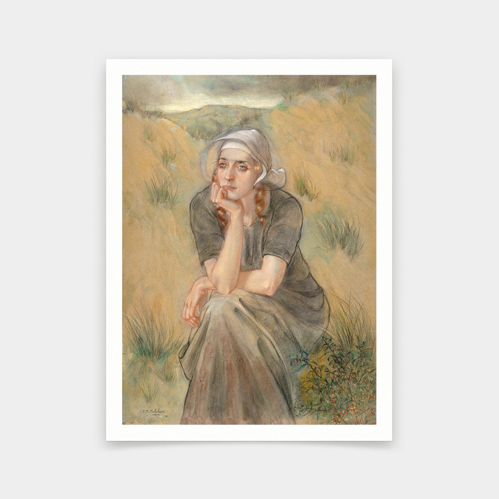 Franz Melchers,Young Girl,art prints,Vintage art,canvas wall art,famous art prints,V5728