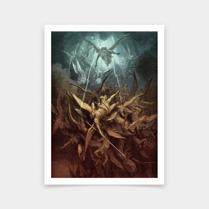 Gustave Dore,Paradise Lost,  Fall of the rebel angels,art prints,Vintage art,canvas wall art,famous art prints,V5916