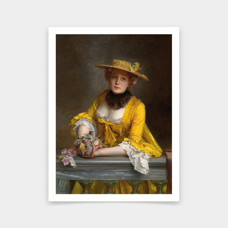 Gustave Jacquet,The Yellow Dress,art prints,Vintage art,canvas wall art,famous art prints,V5920