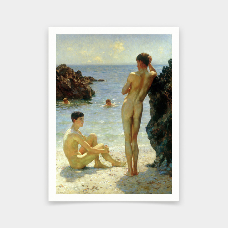 Henry Scott Tuke,Lovers Of The Sun,art prints,Vintage art,canvas wall art,famous art prints,V6007