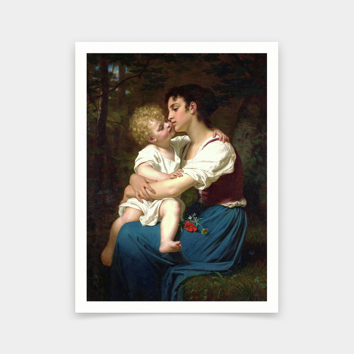 Hugues Merle,Maternal Love, 1880,art prints,Vintage art,canvas wall art,famous art prints,V6030