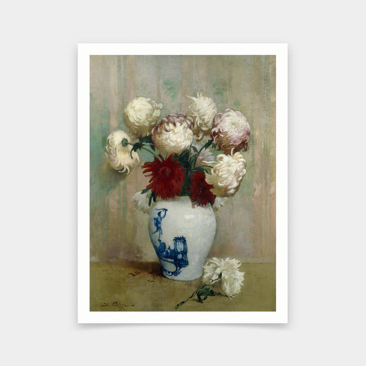 Emil Carlsen,Mums In An Oriental Vase,art prints,Vintage art,canvas wall art,famous art prints,V5617