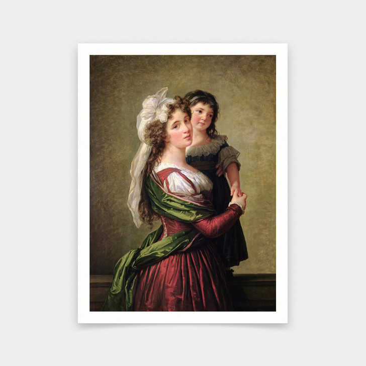 Elisabeth Louise Vigee Lebrun,Madame Rousseau and her Daughter,art prints,Vintage art,canvas wall art,famous art prints,V5600