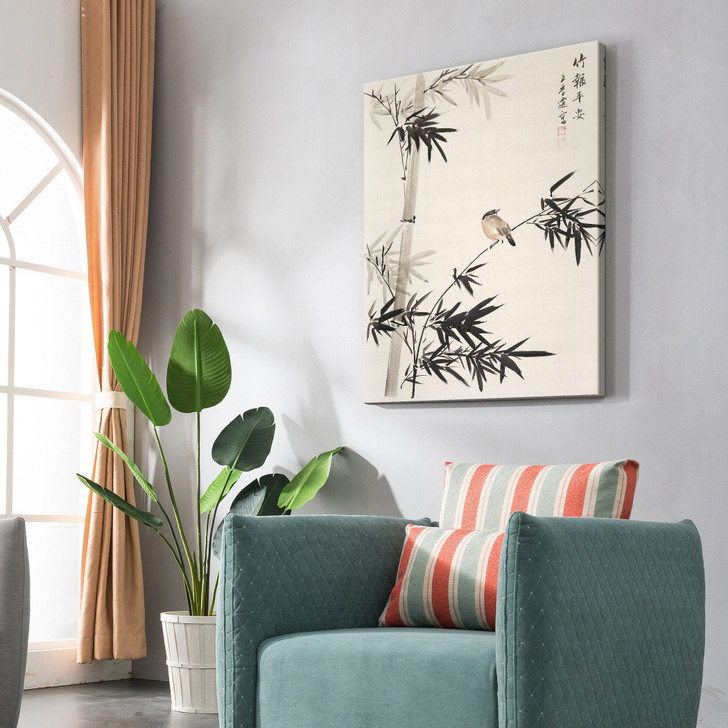 wang jiqian,Lucky Bamboo,Chinese Flower Painting,large wall art,framed wall art,canvas wall art,large canvas,M6854