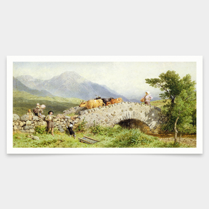 Myles Birket Foster,Bridge Near Dalmally,art prints,Vintage art,canvas wall art,famous art prints,V7867