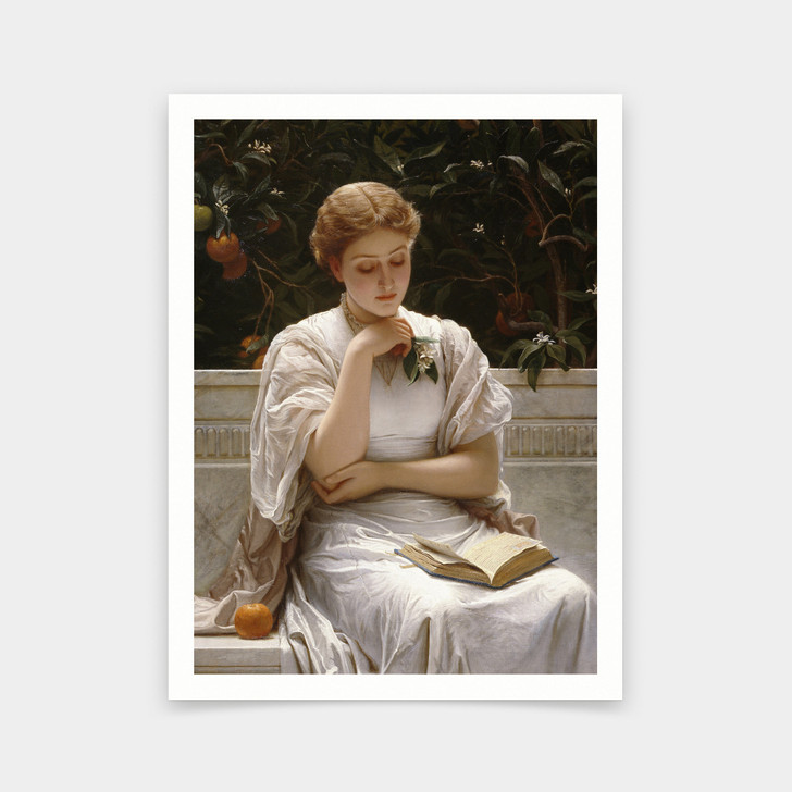 Charles Edward Perugini,Girl Reading,Reading woman,art prints,Vintage art,canvas wall art,famous art prints,V5472