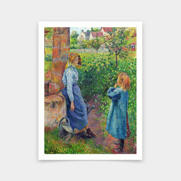 Camille Pissarro,Woman and Child at the Well, Painted in 1882,art prints,Vintage art,canvas wall art,famous art prints,V5445