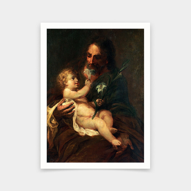 Bartolome Esteban Murillo,Saint Joseph with the Infant Saviour,art prints,Vintage art,canvas wall art,famous art prints,V5389