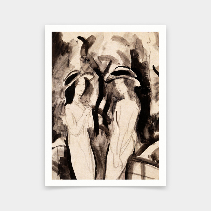 August Macke,Two Girls Drawing,art prints,Vintage art,canvas wall art,famous art prints,V5375