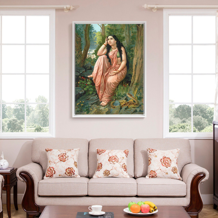 Raja Ravi Varma,Damayanti Vanavas,indian princess portrait,large wall art,framed wall art,canvas wall art,large canvas,M6665