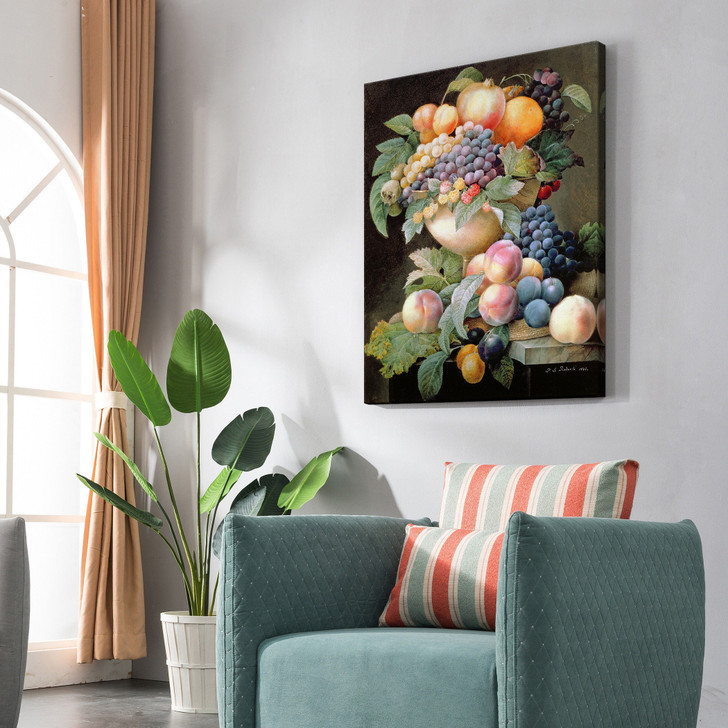 Pierre Joseph Redoute,Fruits,Peaches plums and grapes,Kitchen wall art,large wall art,framed wall art,canvas wall art,large canvas,M6637