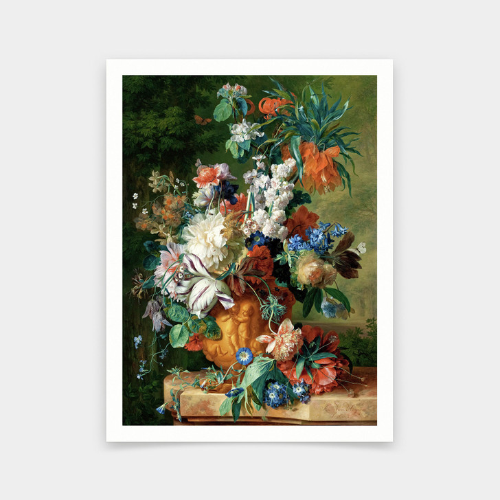 Jan van Huysum,Bouquet of Flowers in an Urn, 1724,art prints,Vintage art,canvas wall art,famous art prints,V6106