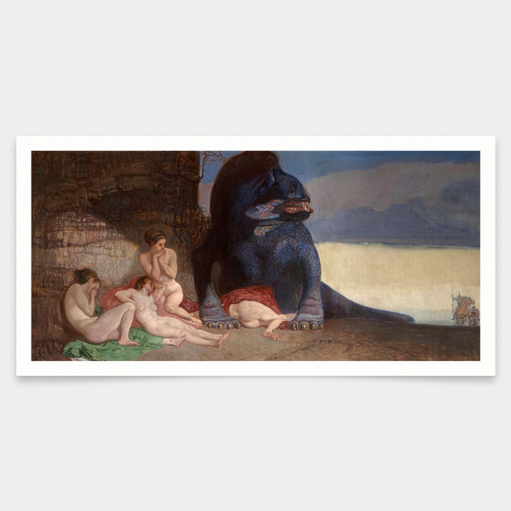 Rudolf Jettmar,Dragon and Girls, Dragons and Beasts,art prints,Vintage art,canvas wall art,famous art prints,V7890