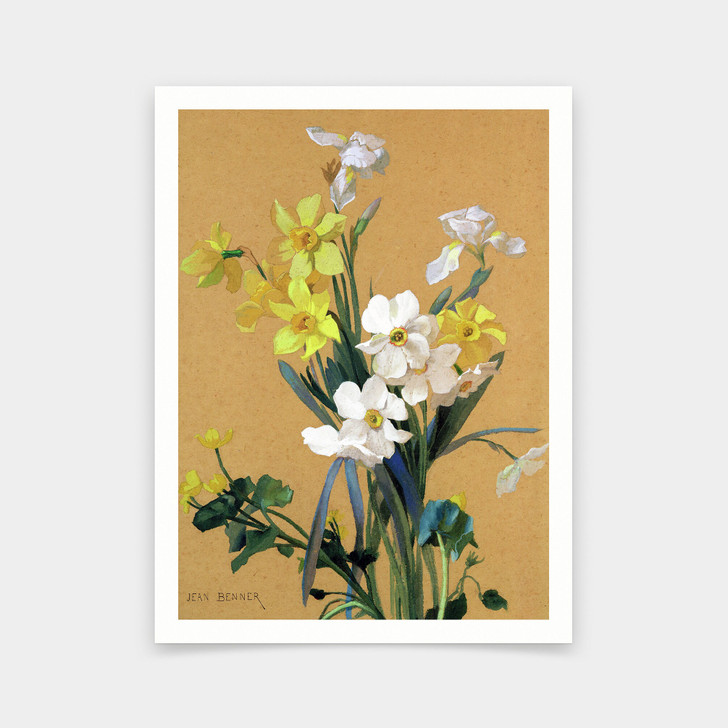 Jean Benner,Still life with spring flowers,art prints,Vintage art,canvas wall art,famous art prints,V6136