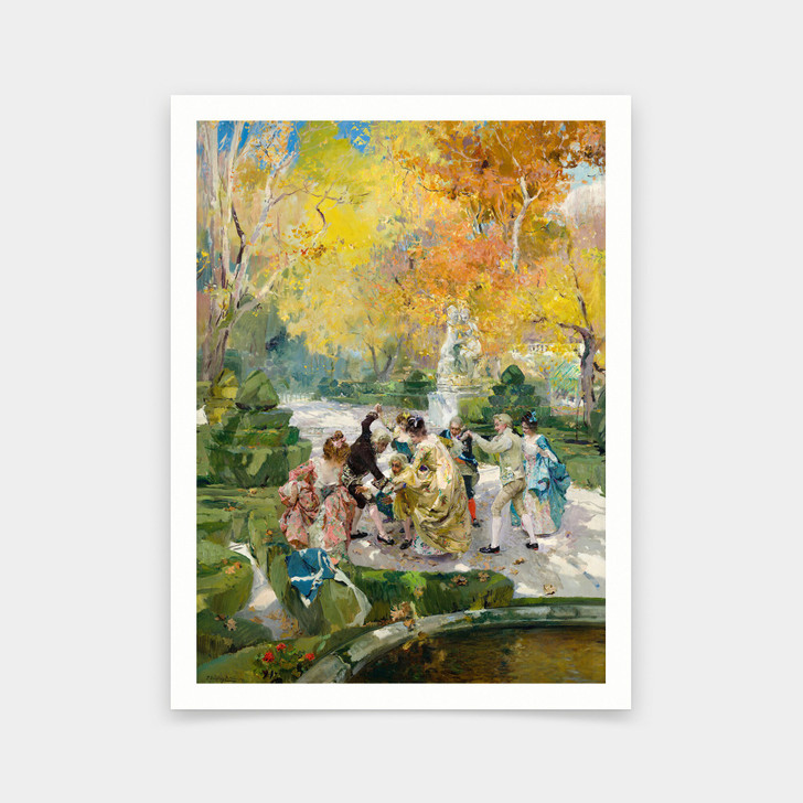 Joaquin Sorolla,People in frock coats playing in a garden,art prints,Vintage art,canvas wall art,famous art prints,V6188
