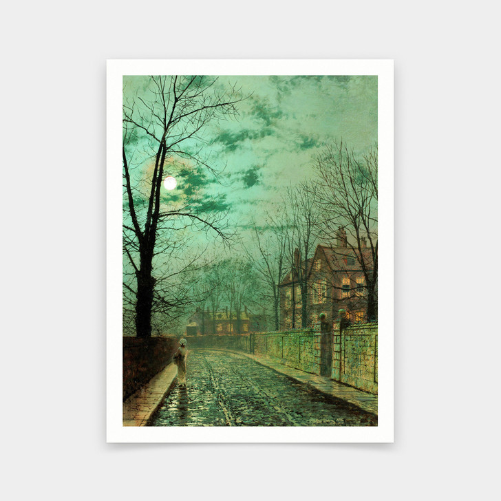 John Atkinson Grimshaw,A moonlit road,art prints,Vintage art,canvas wall art,famous art prints,V6200